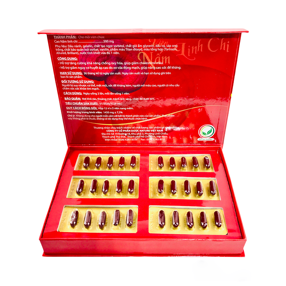 Viên Nấm Linh Chi NATURE PHARMA (60 Viên/Hộp) - Chống Oxi Hóa - Tăng Sức Đề Kháng